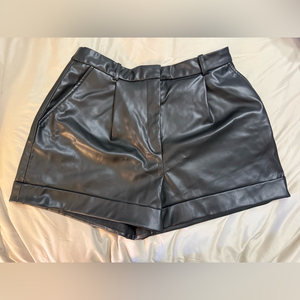 Zara Black Faux Leather Shorts